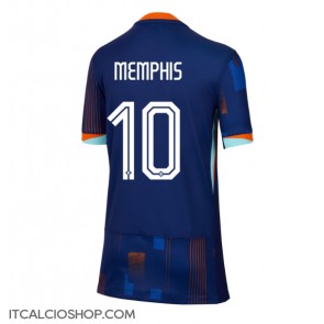 Olanda Memphis Depay #10 Seconda Maglia Femmina Europei 2024 Manica Corta